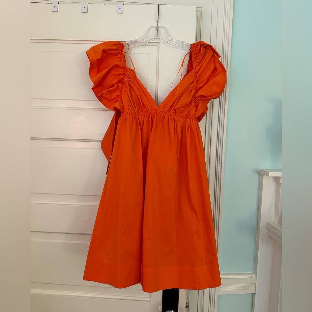 NWT Day + Moon Orange Ruffle Dress Size Small